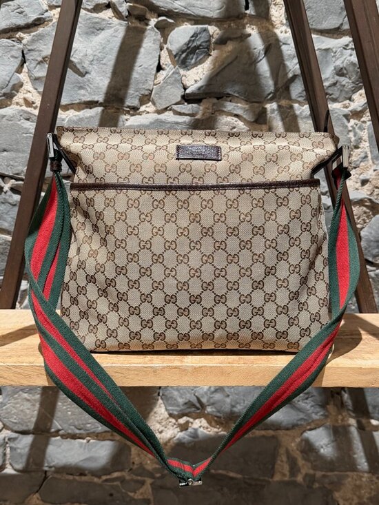 Gucci Handbags - Gucci Beige GG Canvas Sherry Line Messenger Bag